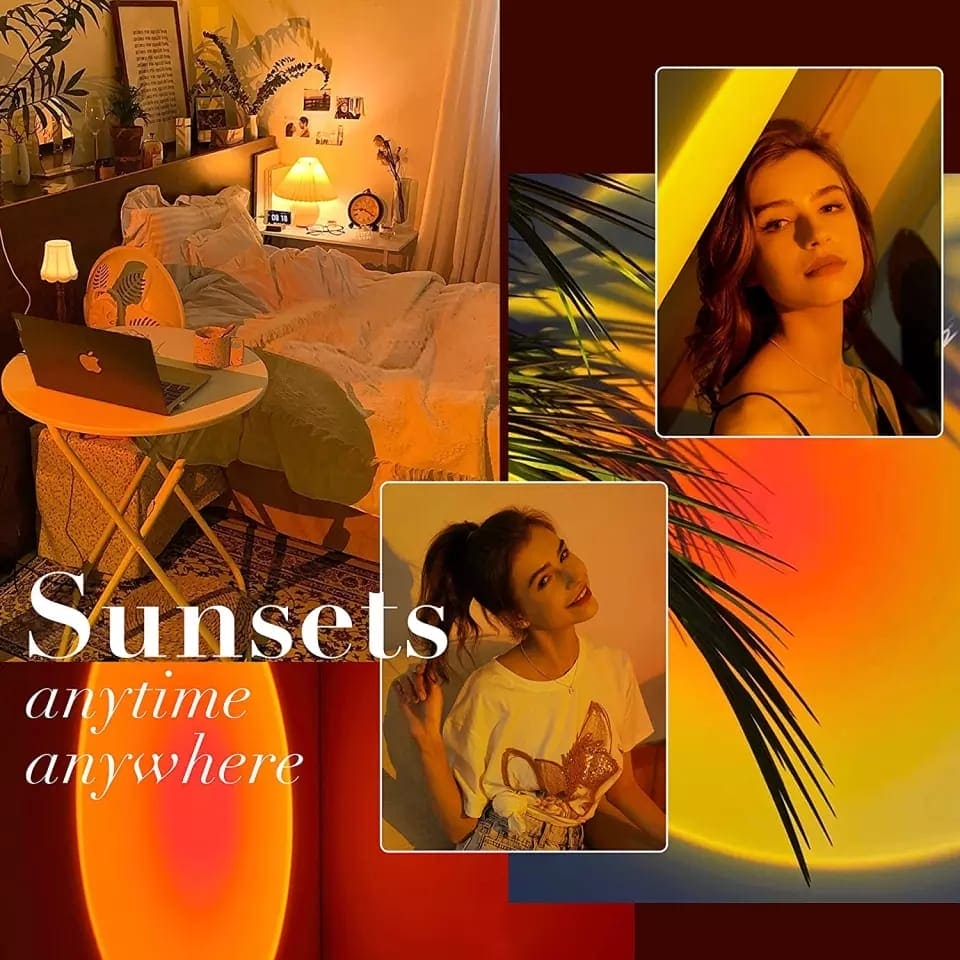 Sunset Projector Lamp, Atmosphere Led Night Light For Bedroom, Coffee Shop Background Wall Decoration, USB Table Lamp, 180˚ Degree Rotation Led Night Light Sunset Projector Lamp, Atmosphere Led Night Light For Bedroom, Coffee Shop Background Wall Decoration, USB Table Lamp, 180˚ Degree Rotation Led Night Light